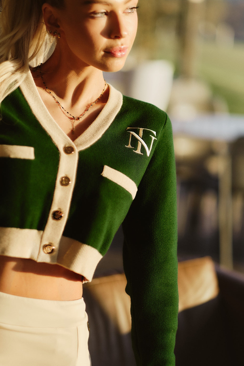Fairway Cardigan — Tee Noir campaign shoot, look one
