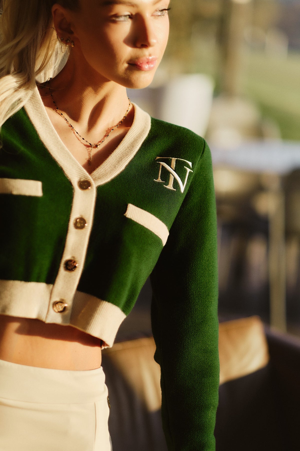 Fairway Cardigan — Tee Noir campaign shoot, look one