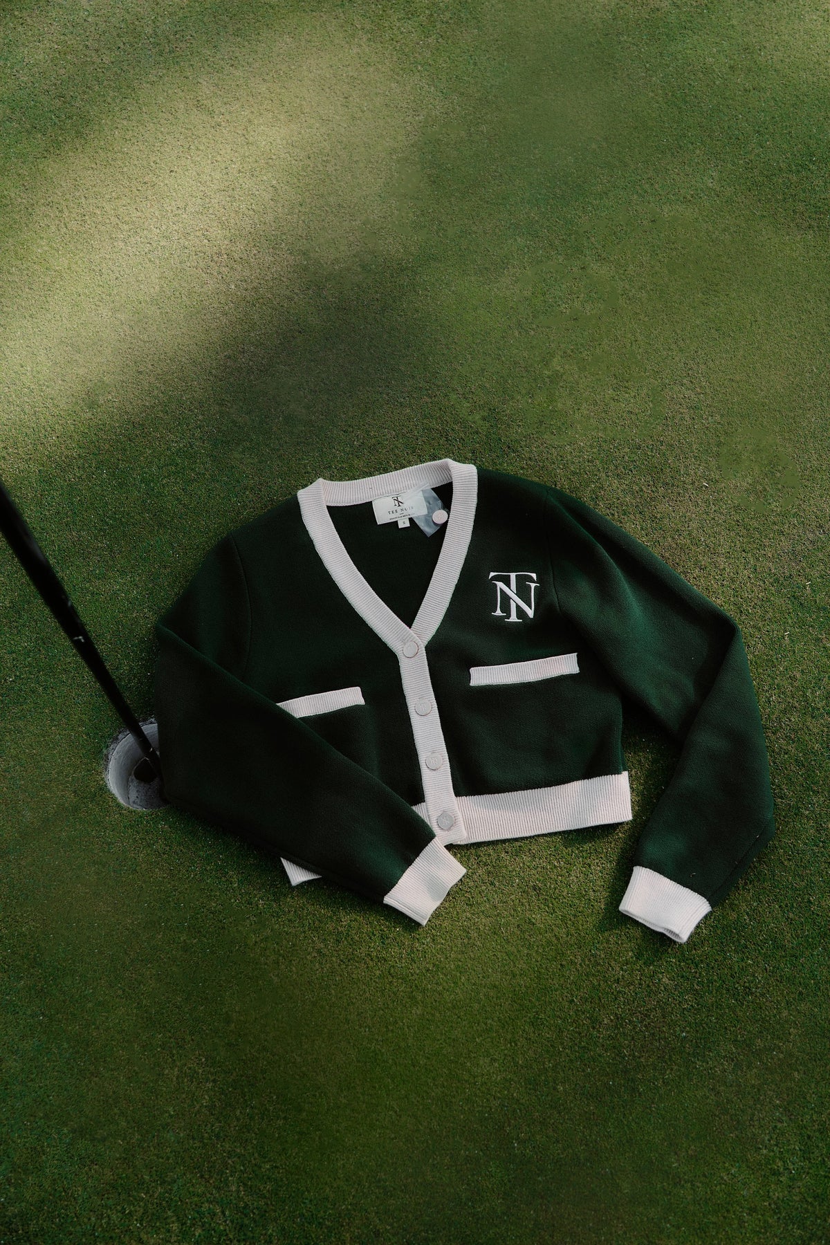 Fairway Cardigan — Tee Noir campaign shoot, look two